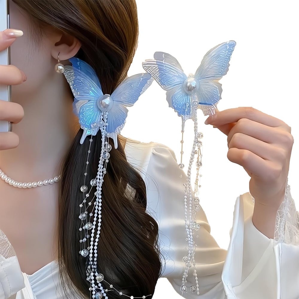 Ronlor butterfly tassel blue hair clip for elegant party looks.