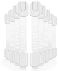 Roocickee 9-pack cabinet locks securing cabinet doors for child safety.
