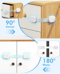 Roocickee multi-use cabinet locks protecting kitchen, fridge, and toilet areas.