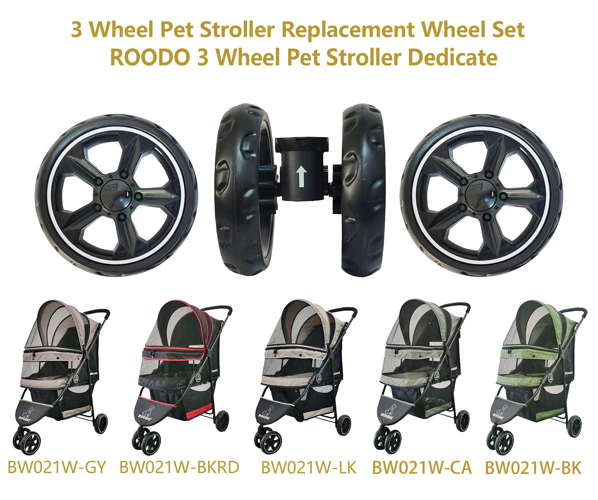 ROODO front wheels 5-inch for smooth sidewalk rolling.