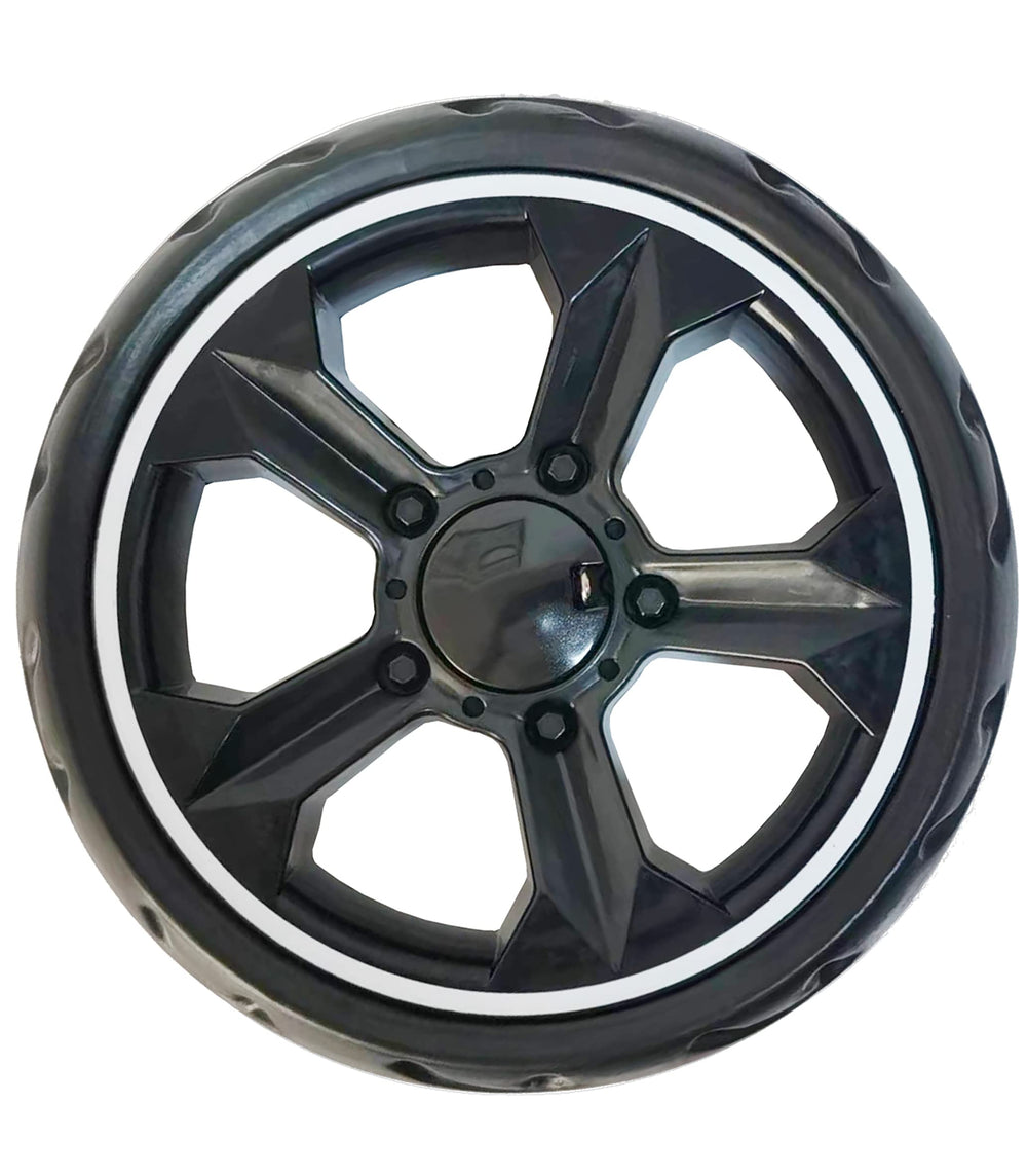 ROODO wheels close-up showing durable tread and wear resistance.