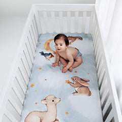 Rookie Humans cotton sateen fabric offers soft, breathable texture against baby's skin.