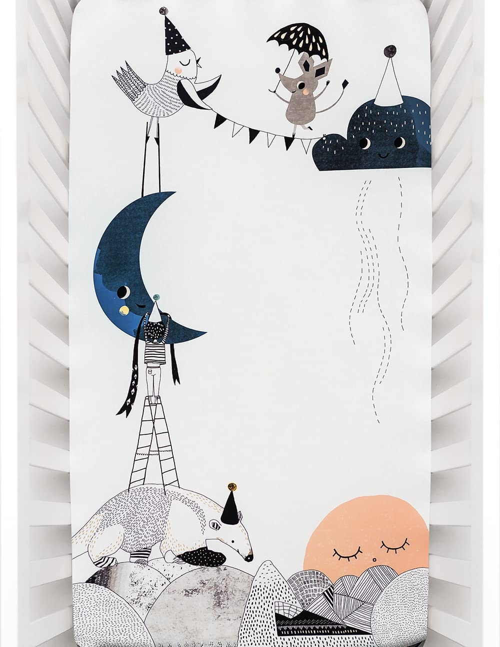 Rookie Humans Moon's Birthday graphic print close-up for a whimsical newborn photo backdrop.