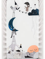 Rookie Humans Moon's Birthday graphic print close-up for a whimsical newborn photo backdrop.