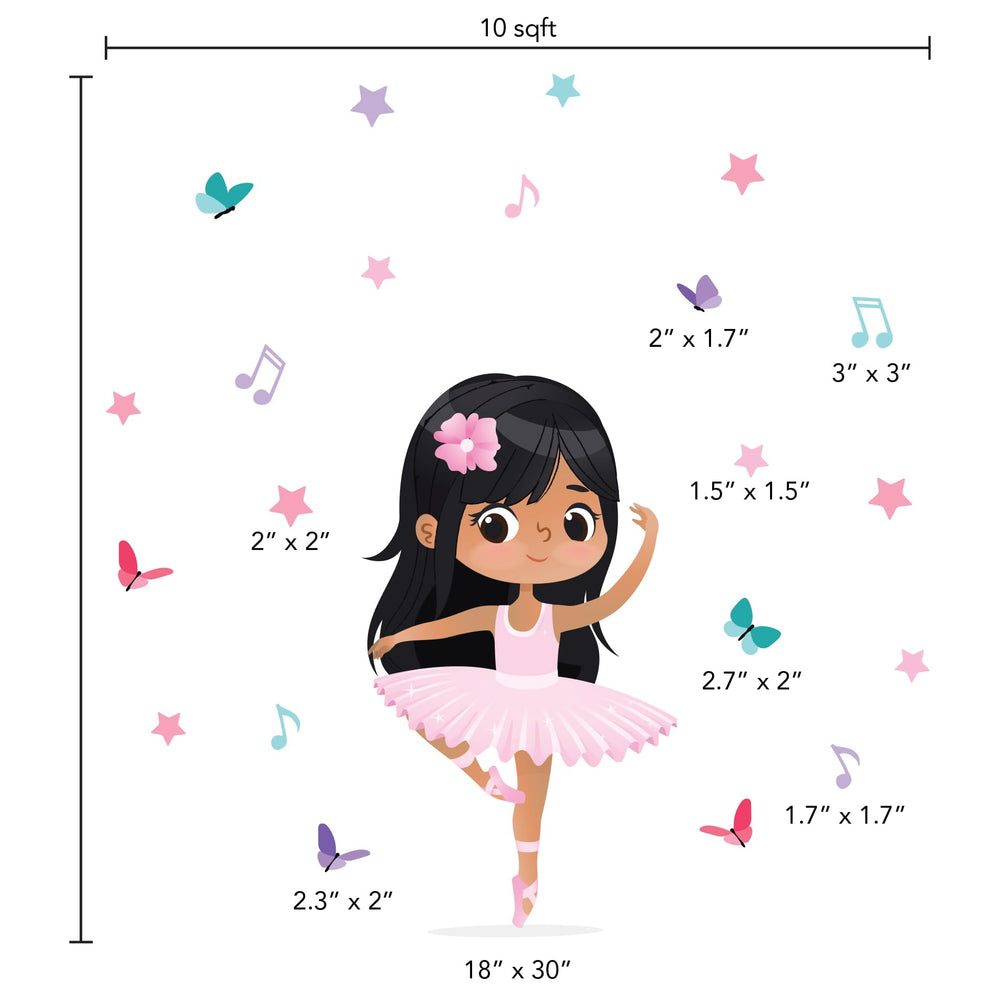 Rooms & Stickers Ballerina wall decal adds whimsy to a small bedroom