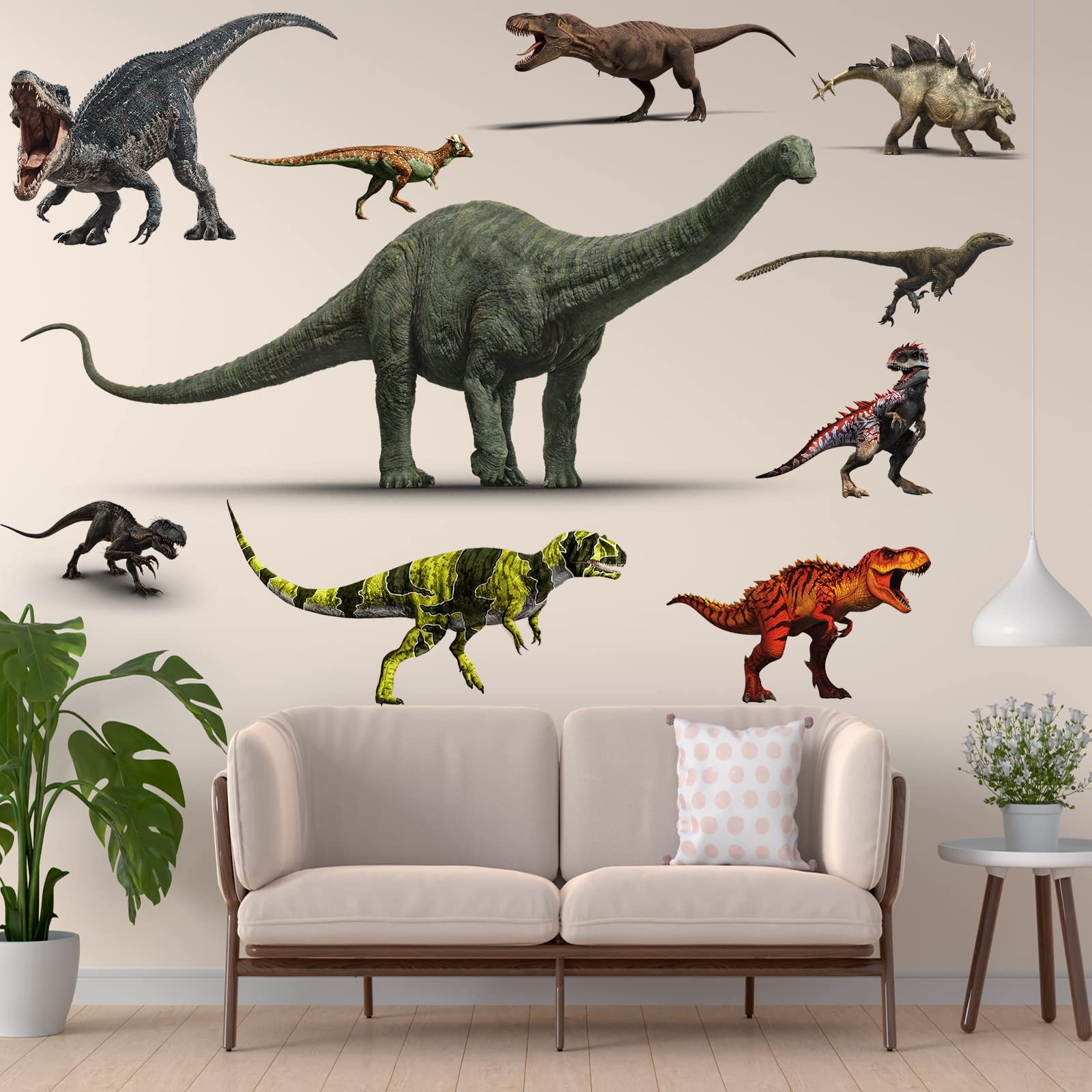 ROORUZ embossed 3D dinosaur wall decal adds texture and depth