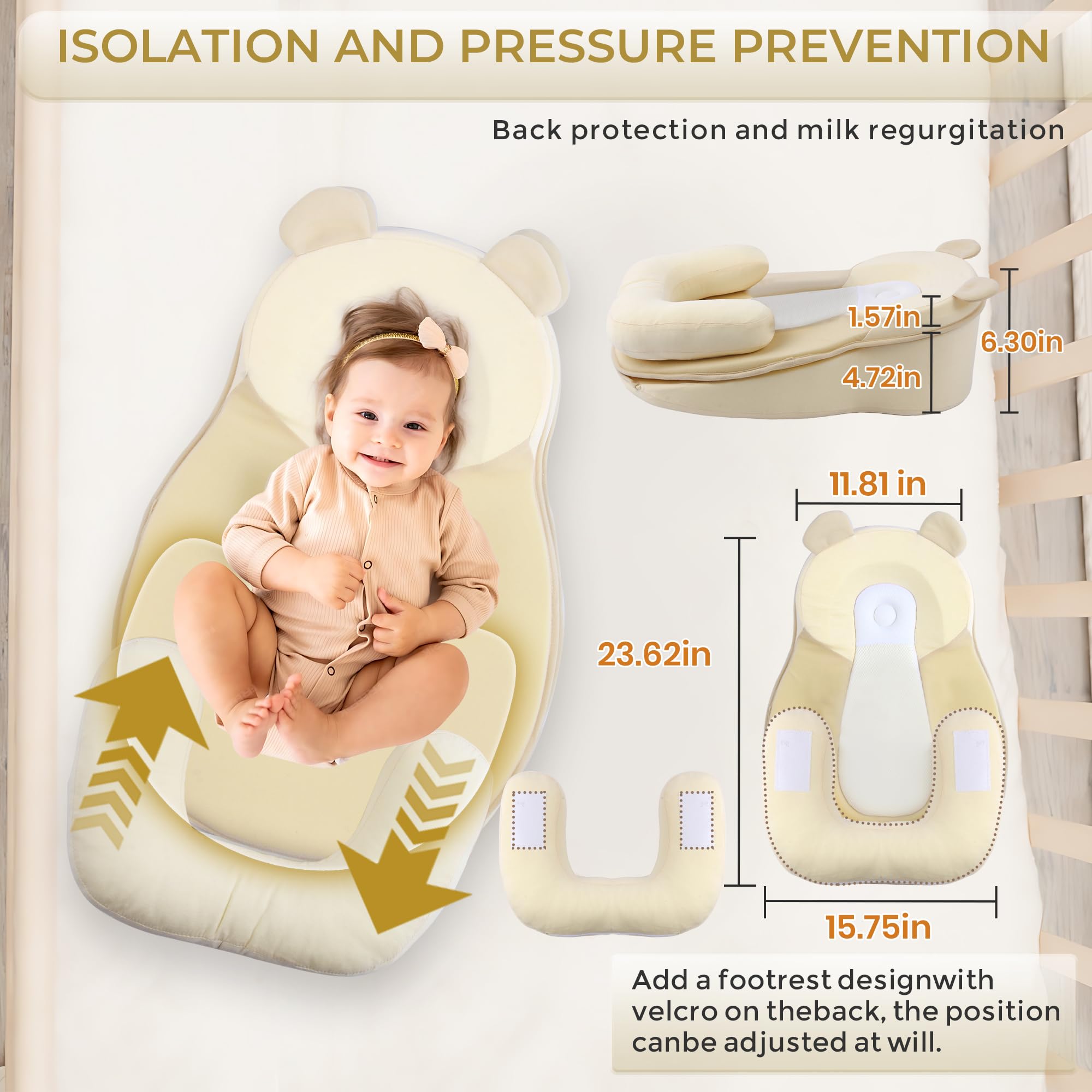 Rootling feeding pillow hygienic durable cover resists stains and odors