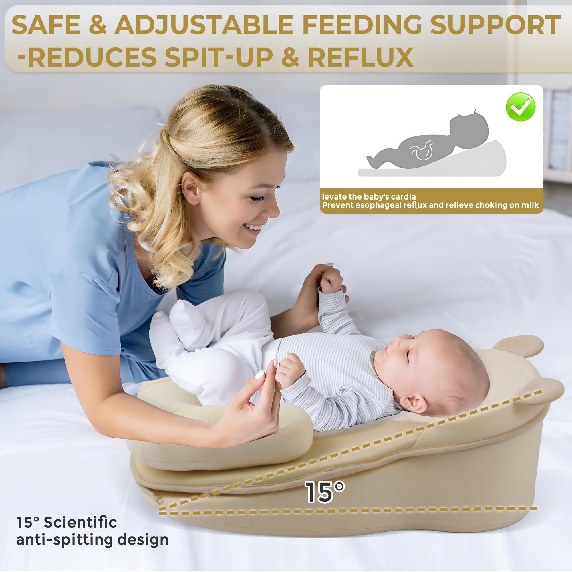 Rootling baby feeding pillow safe-support design for comfortable feeds