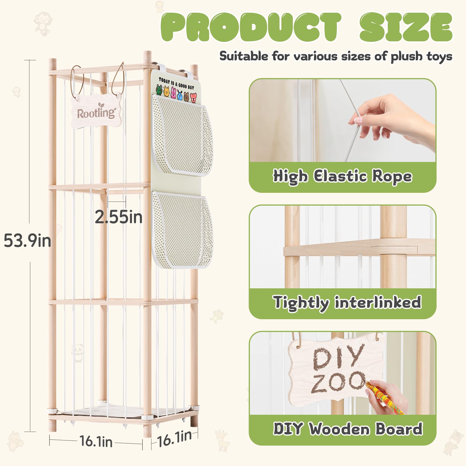 Rootling building block storage pouch neatly stores loose blocks for quick cleanup.