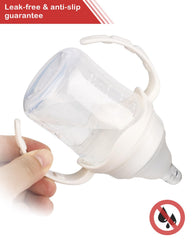 ROPOSY bottle handles in a leak-proof design for spills control.