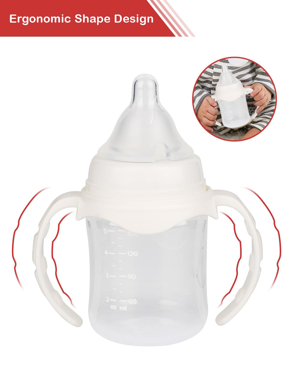 ROPOSY bottle handles wide-neck compatibility suits 5oz and 9oz bottles.
