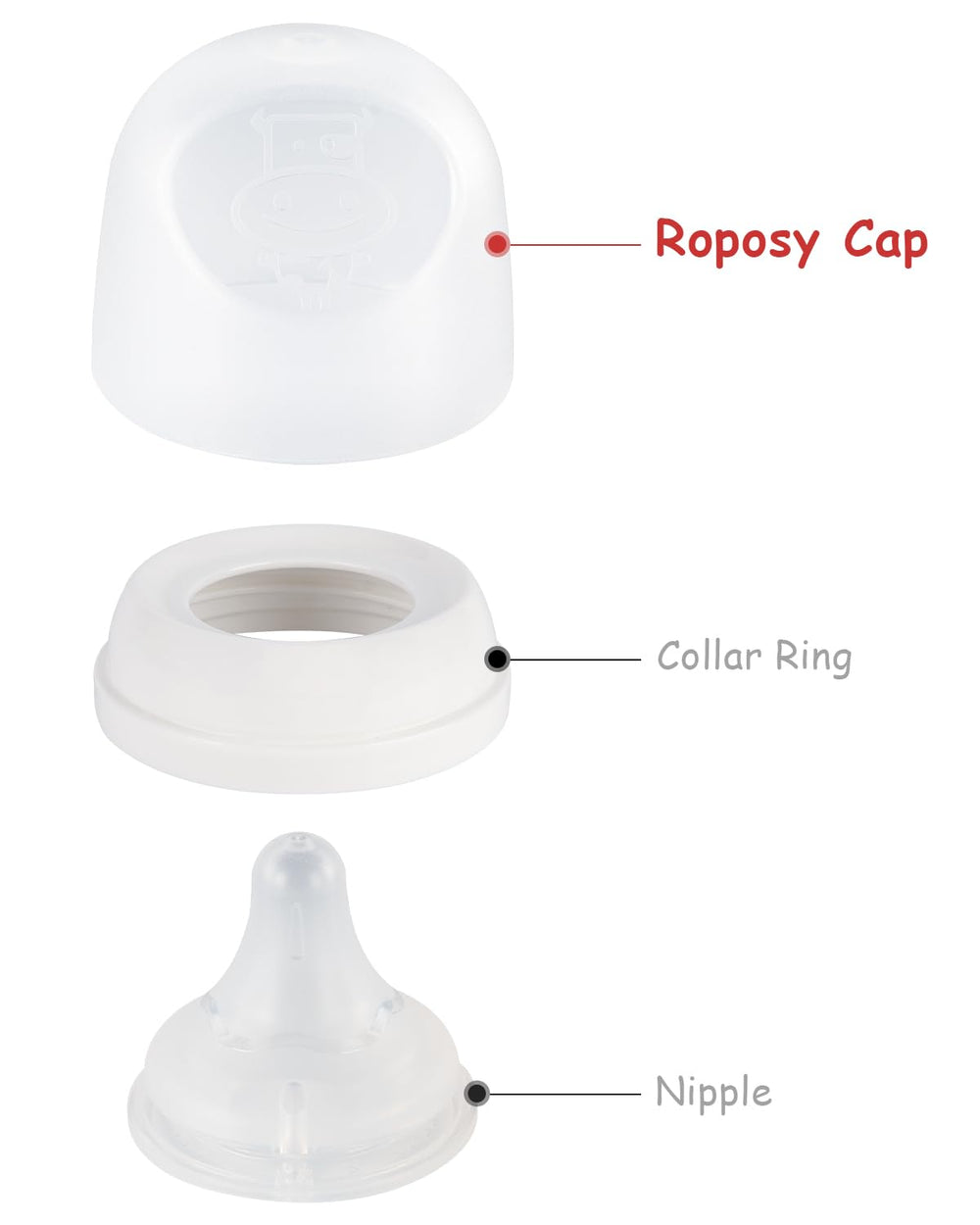 ROPOSY leak-proof bottle cap ensures mess-free feeds at home or on the go