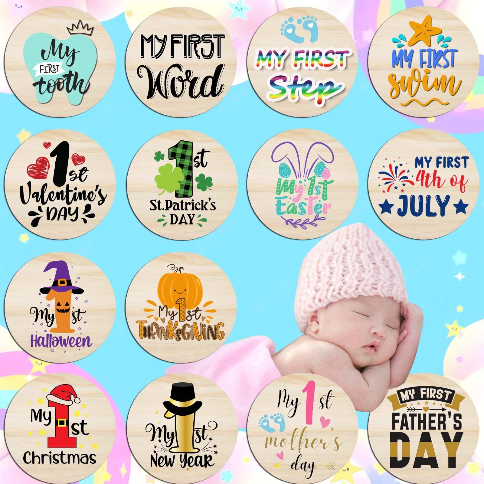RORANIC Five Months milestone disc pairs with outfits for adorable monthly shoots