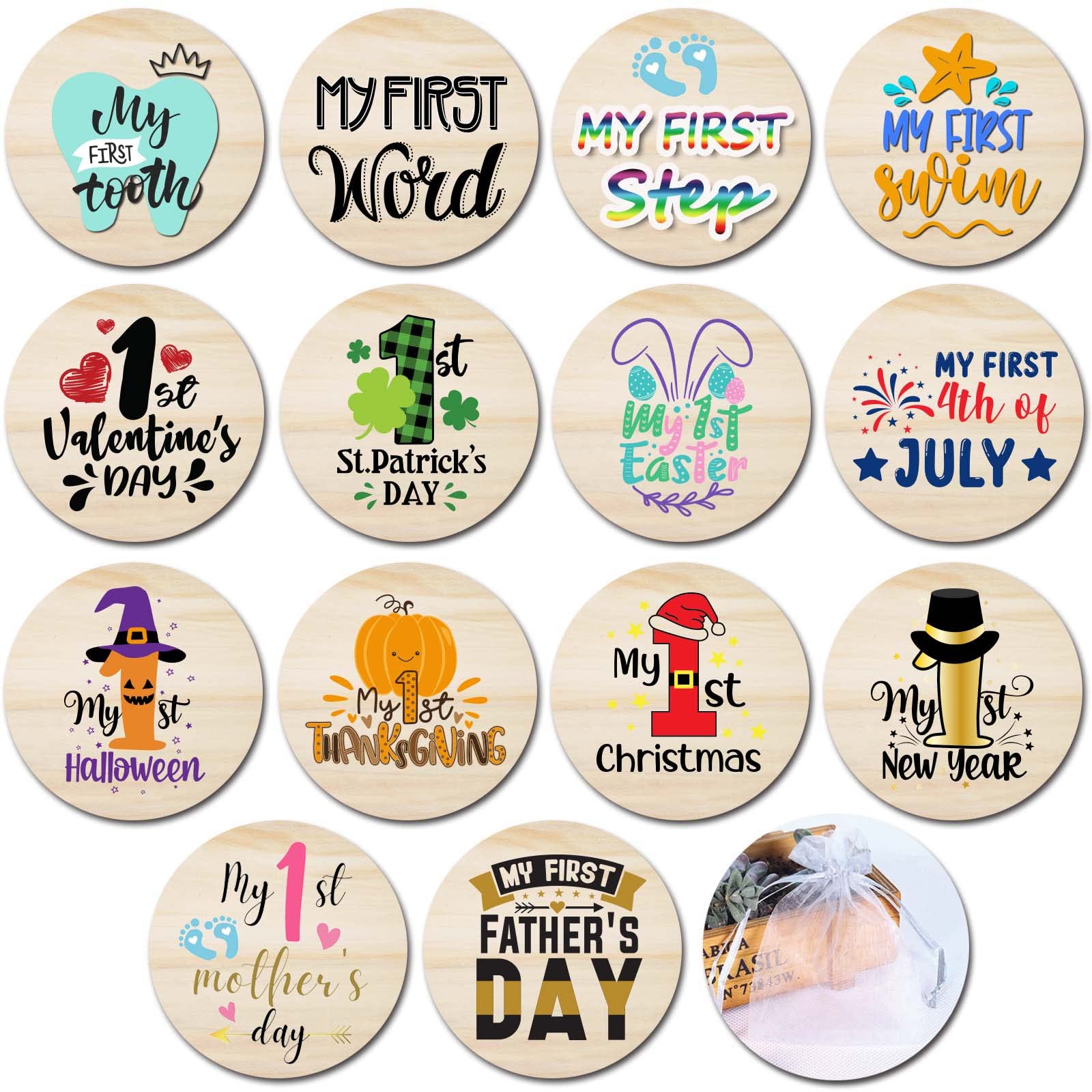RORANIC Baby First Holiday Milestone Hello World disc ideal for newborn photos and memory sharing