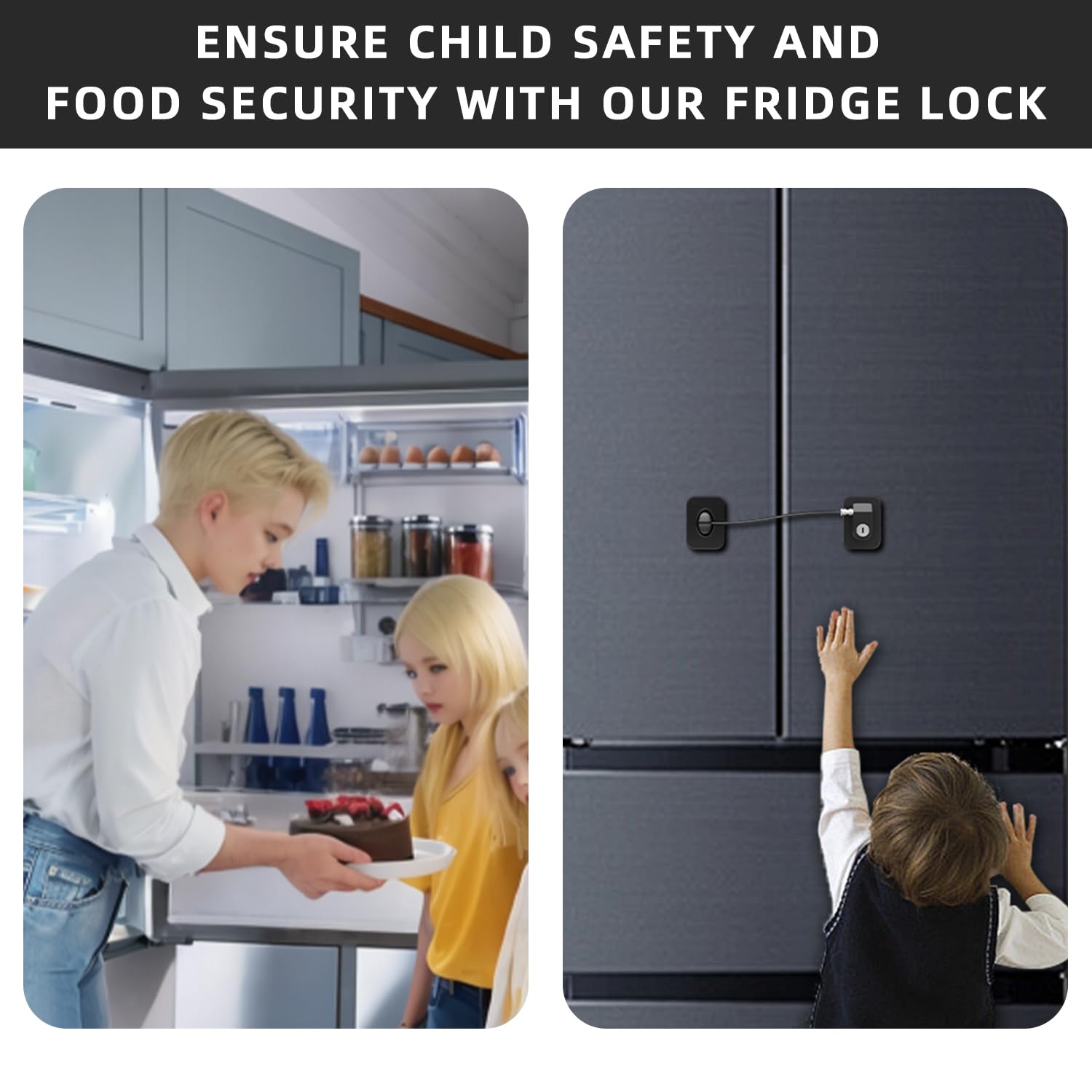 RORMGO fridge lock easy-stick installation requires no drilling.