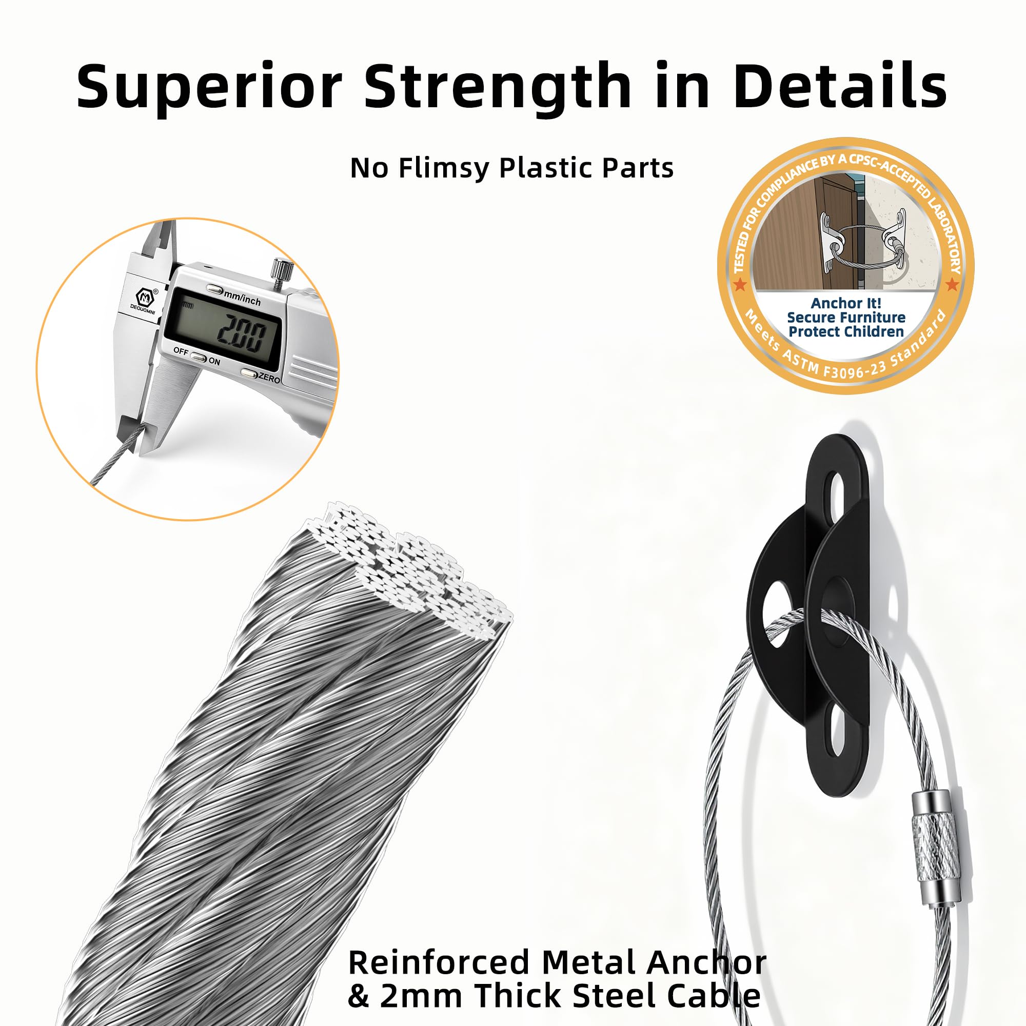 RORMGO steel cable 2mm strong anchor for reliable protection