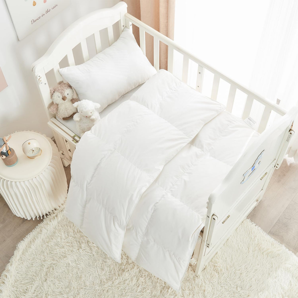 ROSE FEATHER toddler travel goose down comforter on crib bed for warmth
