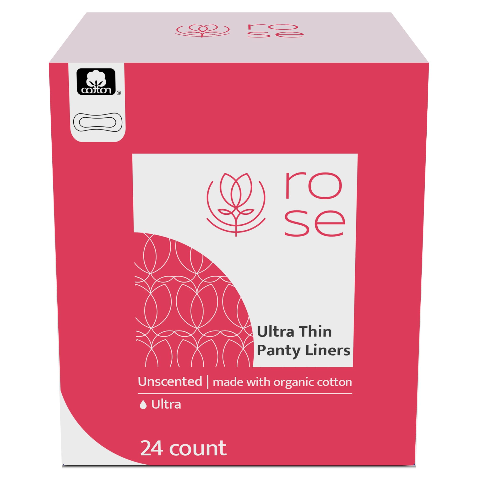 ROSE organic panty liner top sheet close-up showing breathable cotton