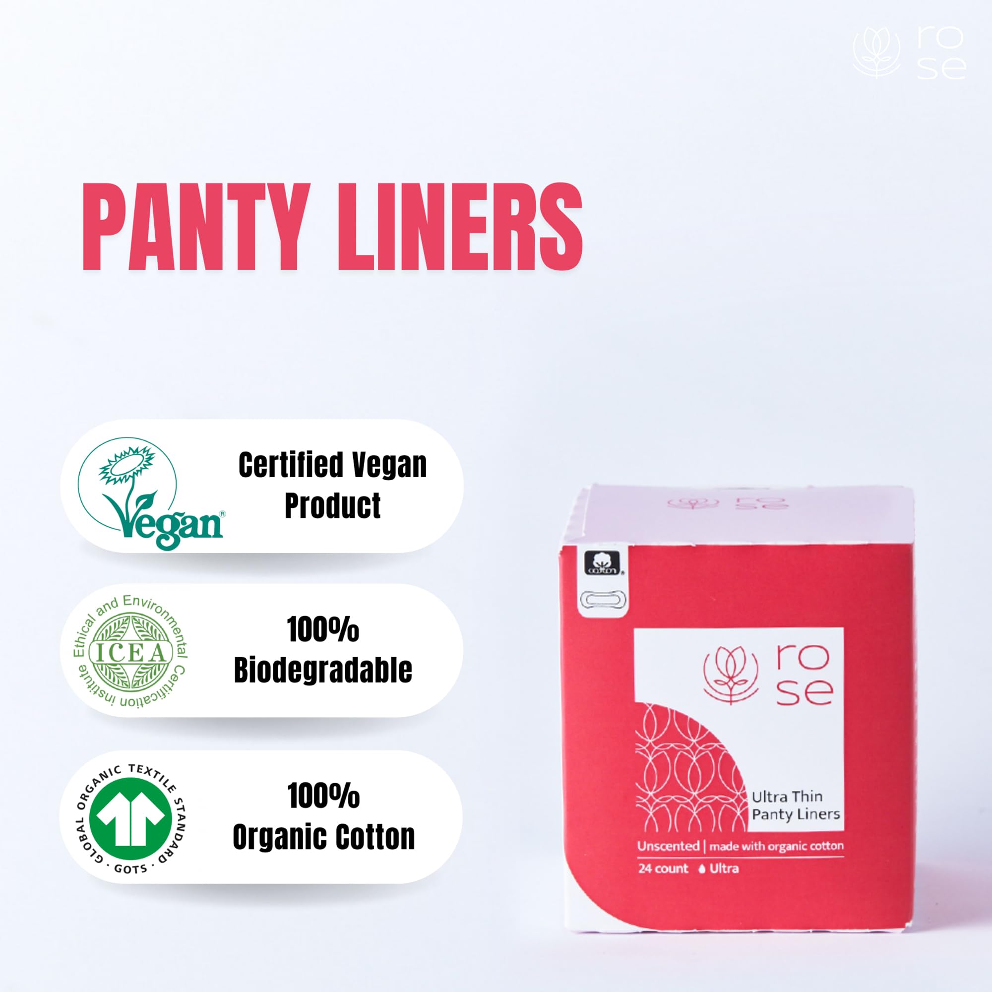 ROSE unscented panty liner fragrance-free for sensitive skin