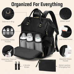 ROSEGIN diaper backpack dry-wet pocket for quick separation of damp items.