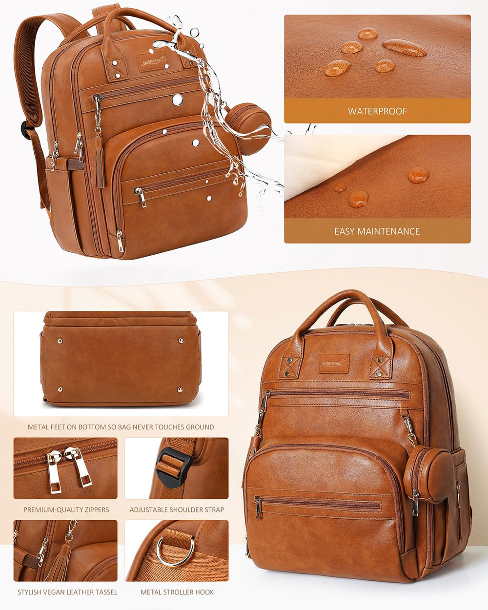 Dedicated 15.6” laptop slot in the ROSEGIN backpack for on‑the‑go work