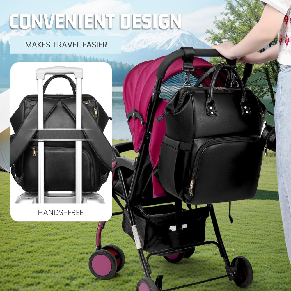 ROSEGIN stroller straps attach the bag for hands-free outings.