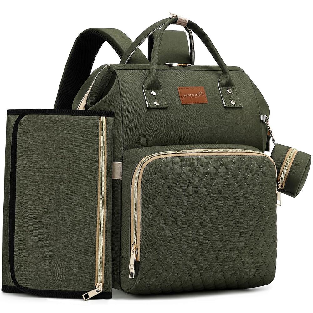 ROSEGIN diaper bag backpack front view shows organized pockets for on-the-go essentials.