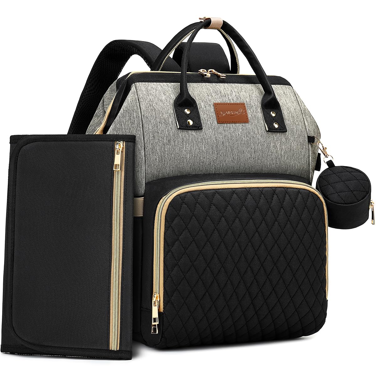 ROSEGIN diaper bag backpack design offers spacious organization for busy parents.
