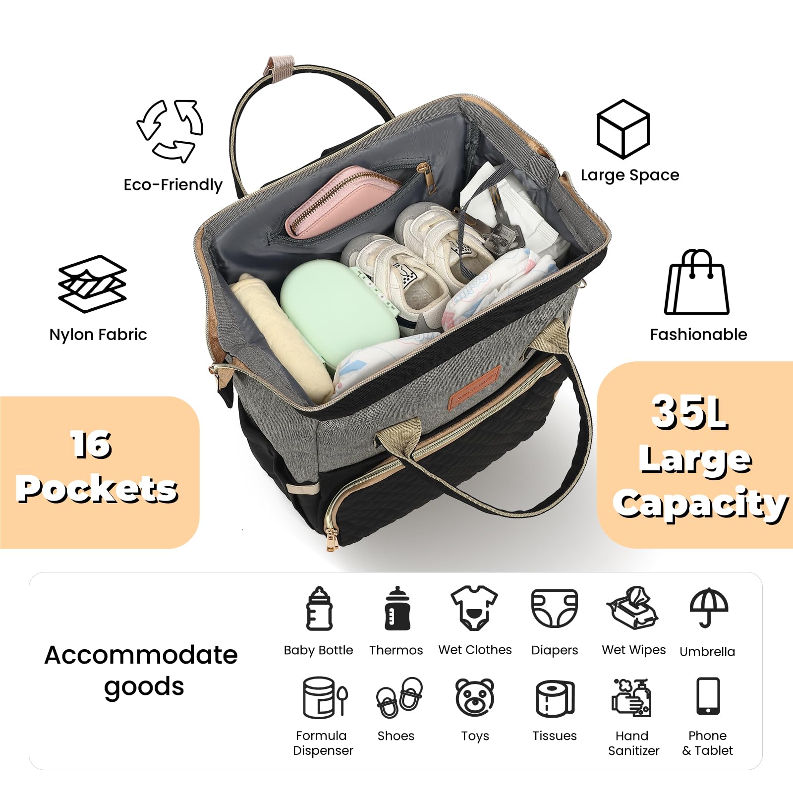 ROSEGIN diaper bag-insulated bottle holders keep drinks warm or cool while on the go.