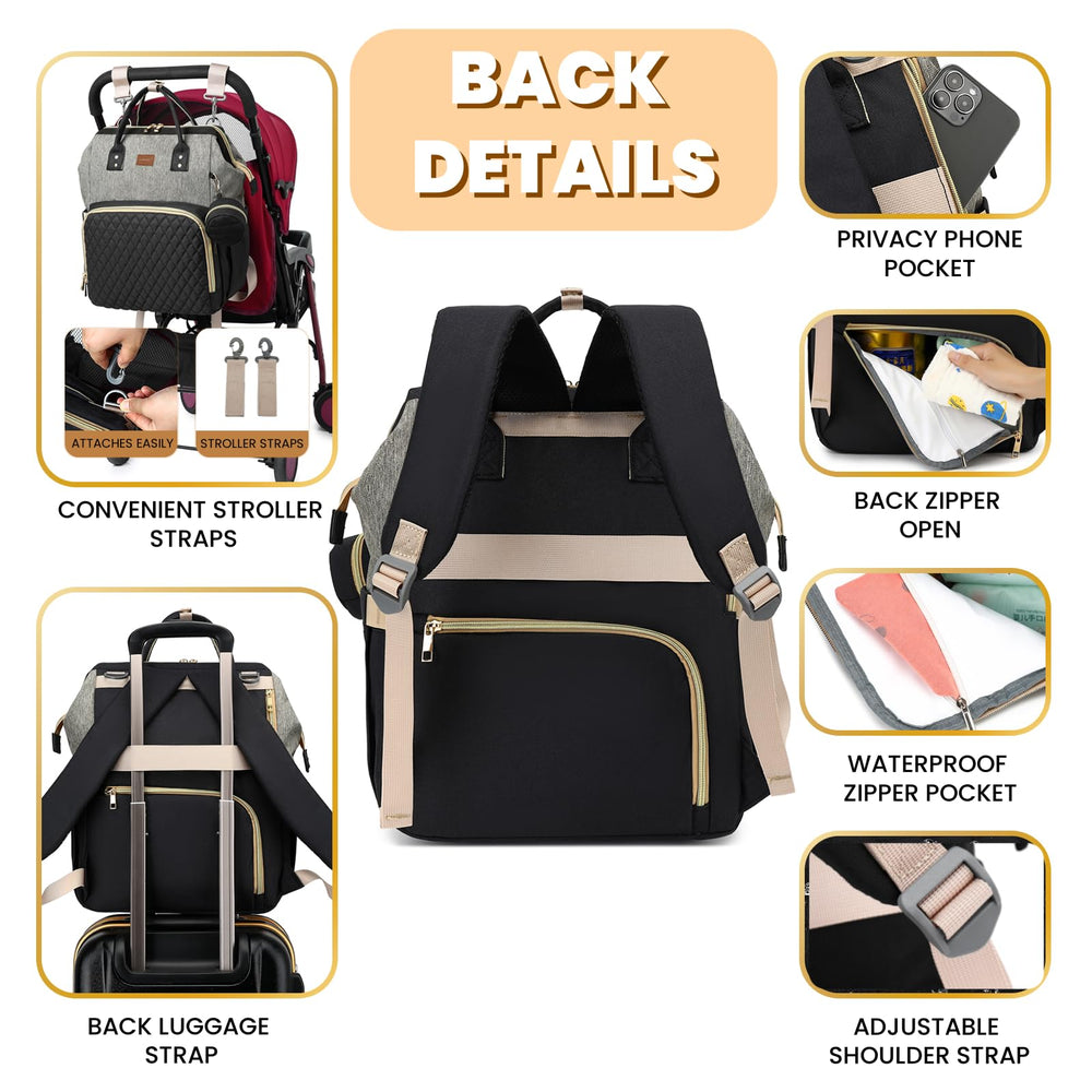 ROSEGIN diaper bag-laptop compartment fits up to 15.6-inch devices.