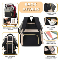 ROSEGIN diaper bag-laptop compartment fits up to 15.6-inch devices.