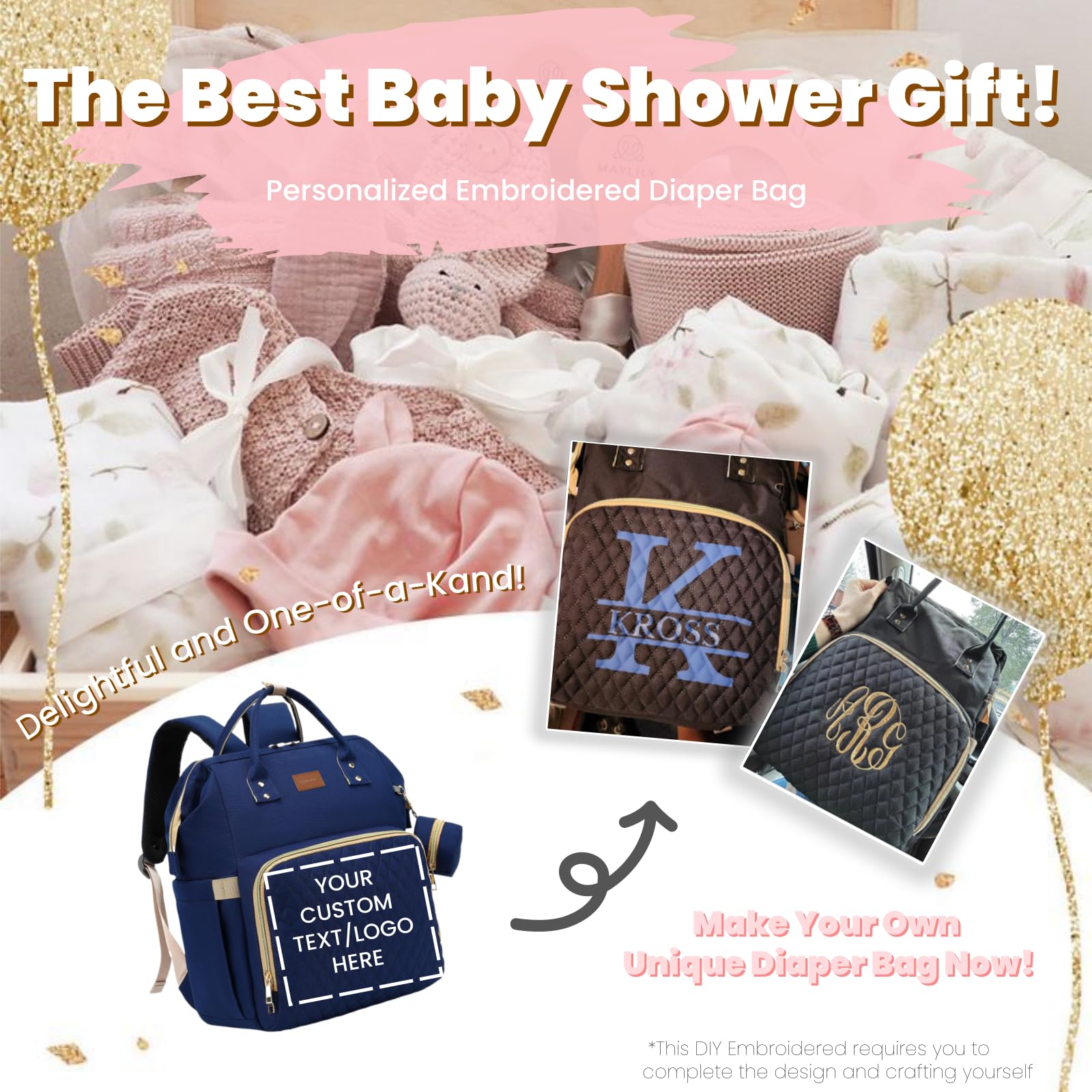 ROSEGIN Diaper Bag stroller straps enable hands-free navigation