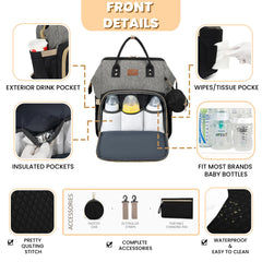 ROSEGIN diaper bag-wet-dry pocket helps separate messy items for easy cleanup.