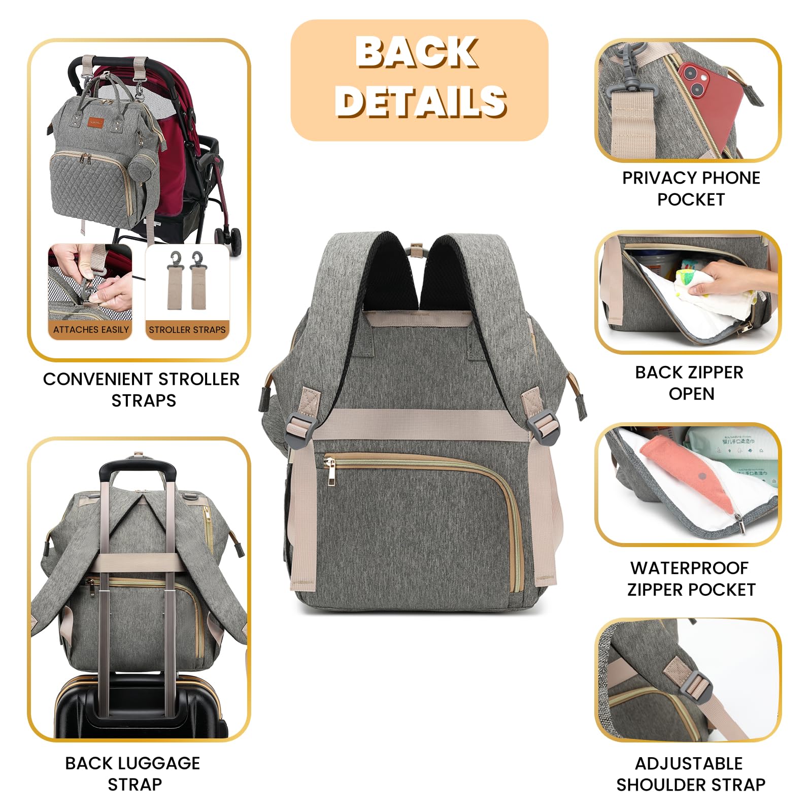 ROSEGIN Foldable changing pad ready for quick diaper changes on the go.