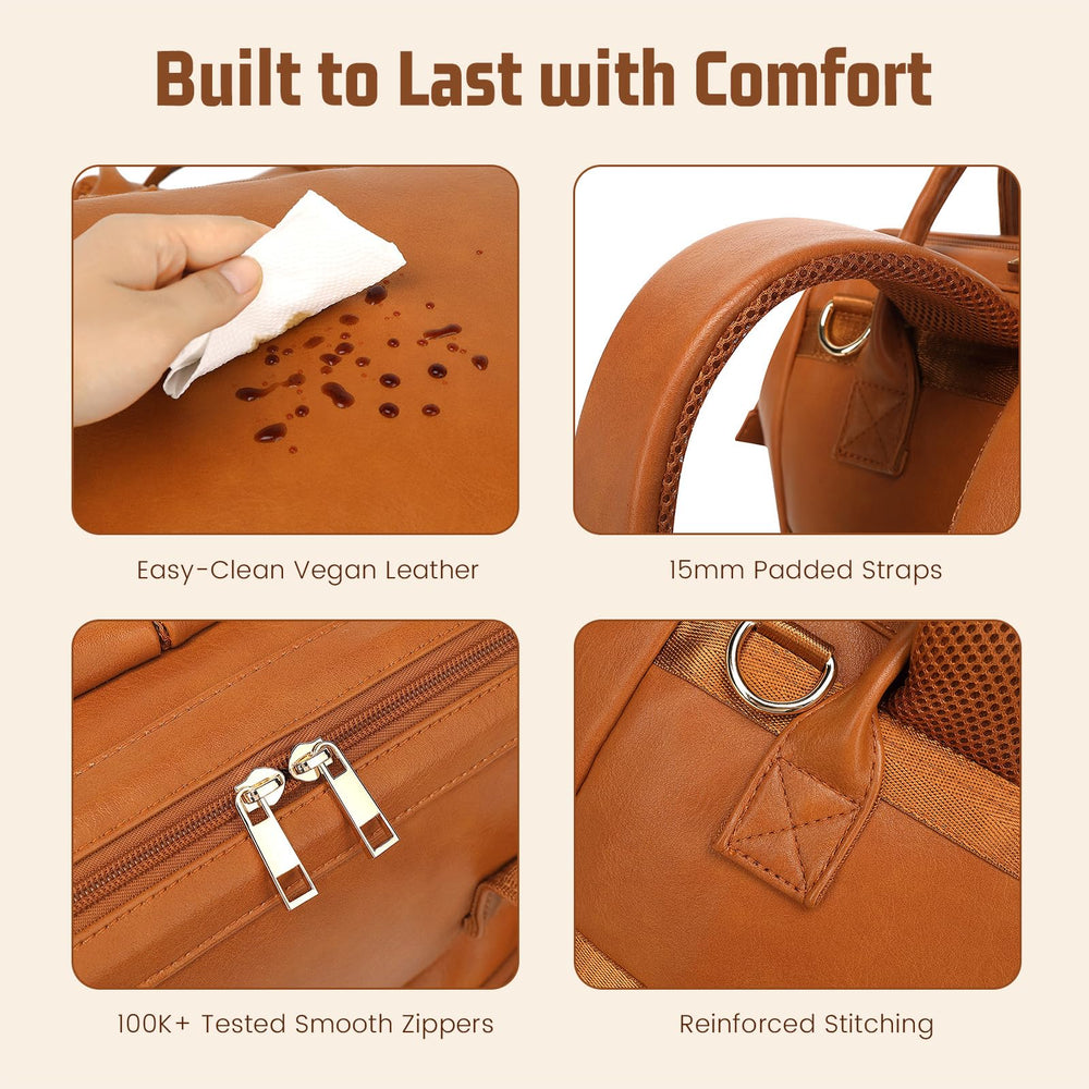 ROSEGIN heavy-duty zippers in brown ensure secure closures.