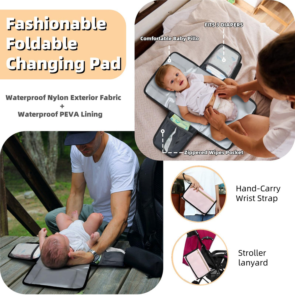 ROSEGIN pink diaper bag foldable changing pad for quick diaper changes