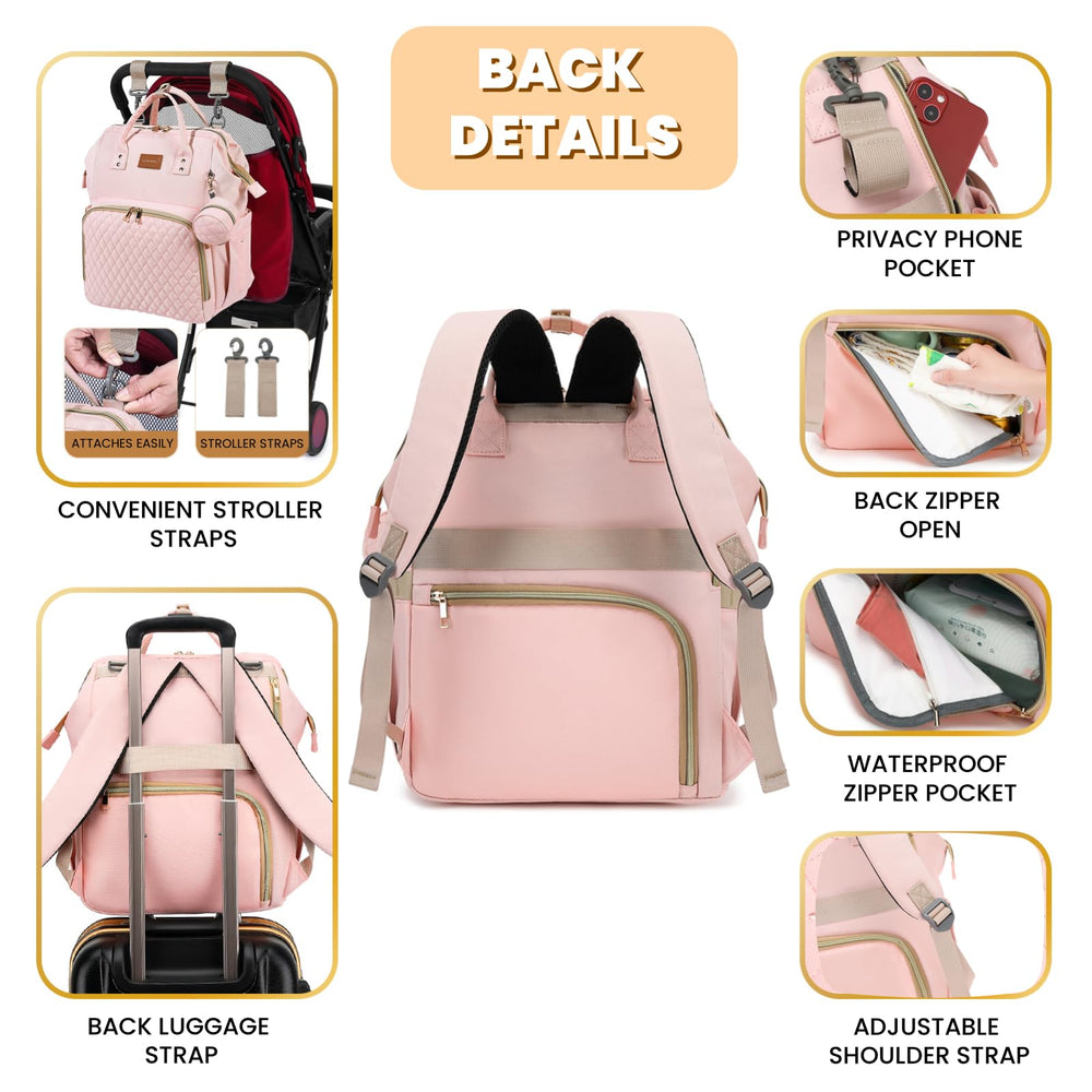 ROSEGIN pink diaper bag insulated bottle holders keep drinks at stable temperature
