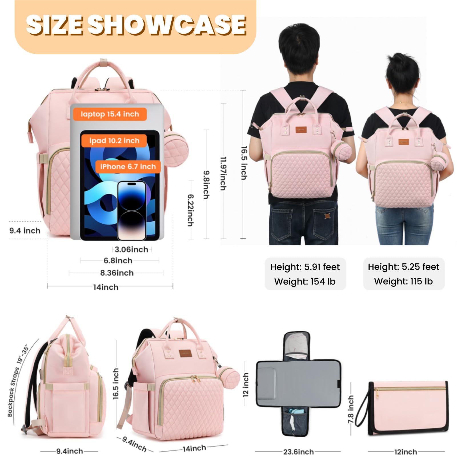 ROSEGIN pink diaper bag pacifier case keeps small items tidy
