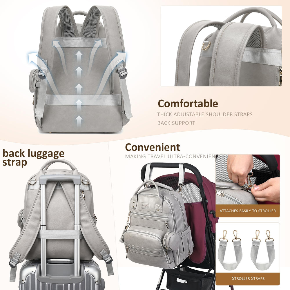 ROSEGIN vegan leather with insulated bottle pockets supports on-the-go feeding