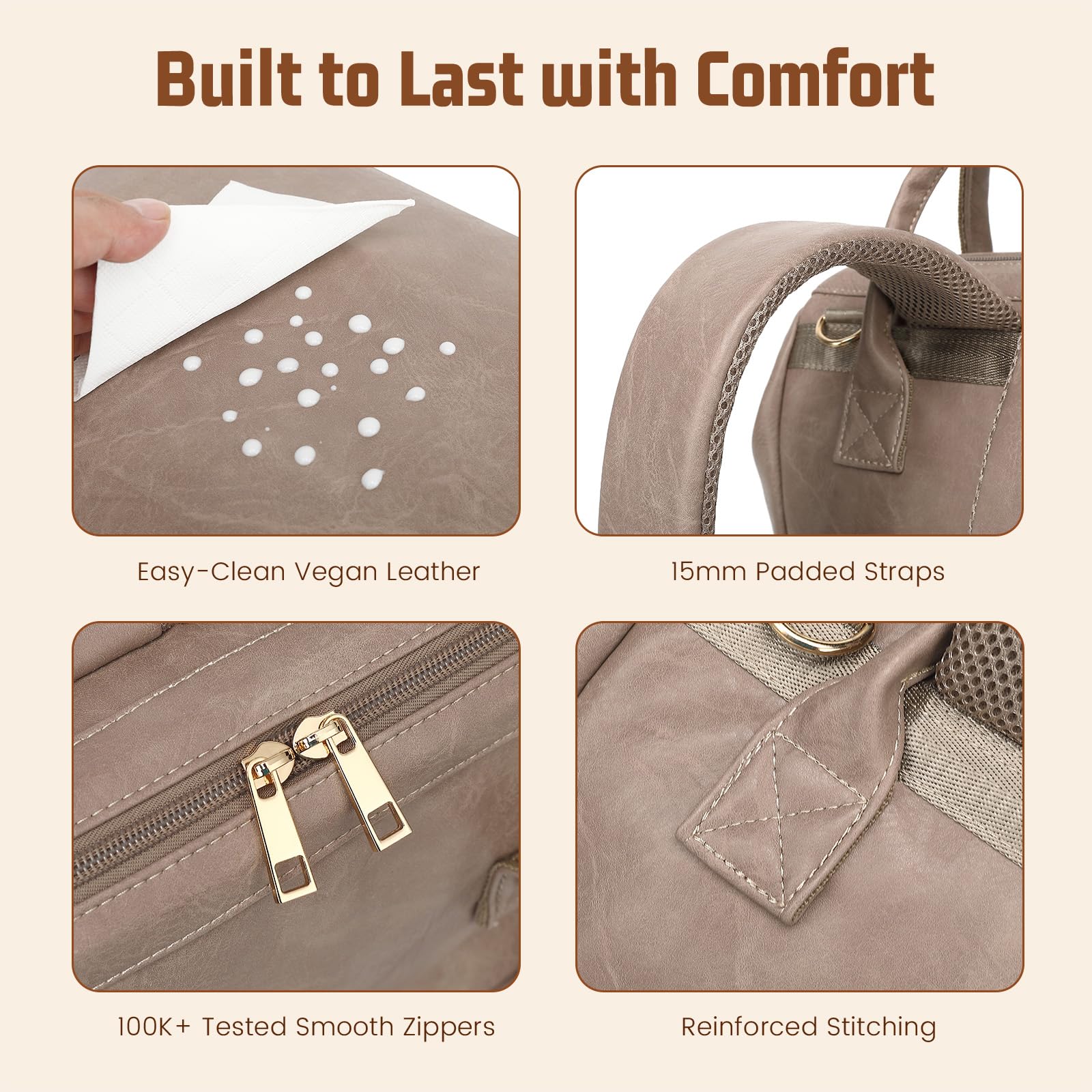 ROSEGIN ergonomic padded straps ensure comfortable all-day wear.