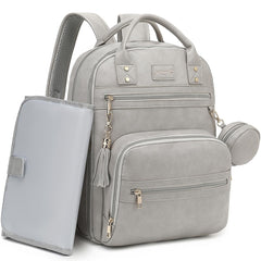 ROSEGIN premium vegan leather diaper bag backpack front view for stylish, organized daily outings