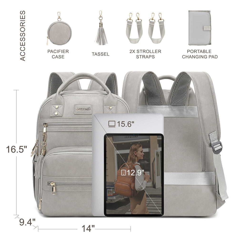 ROSEGIN premium diaper bag with laptop compartment ideal for work-from-home parents