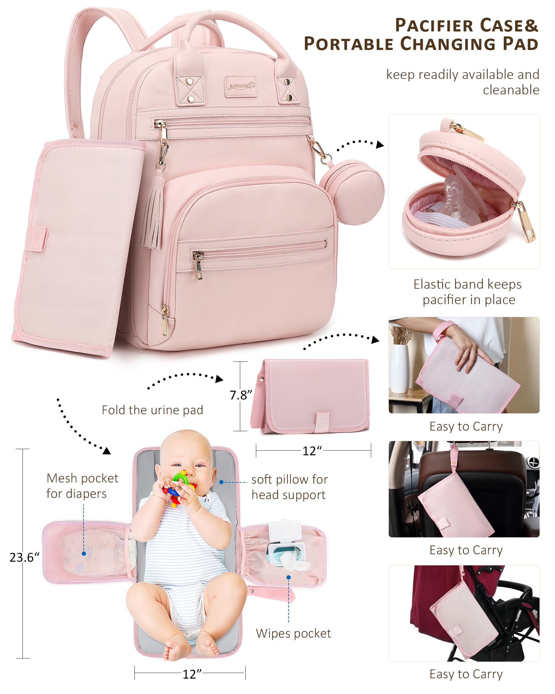 ROSEGIN built-in laptop slot securely fits up to 15.6 inches for on-the-go work.