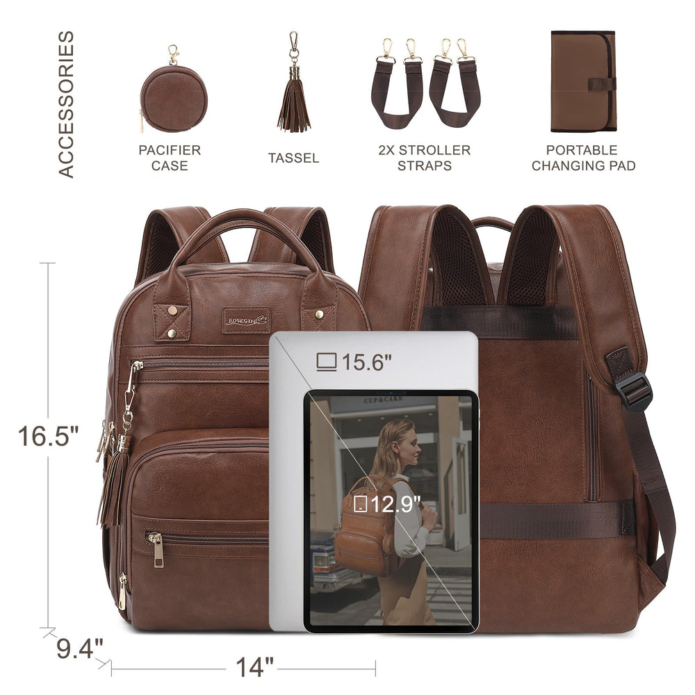 ROSEGIN reinforced zippers add durability for busy parenting days.
