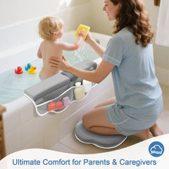 Roslim pockets open, showing organized storage for shampoo and toys during bath.
