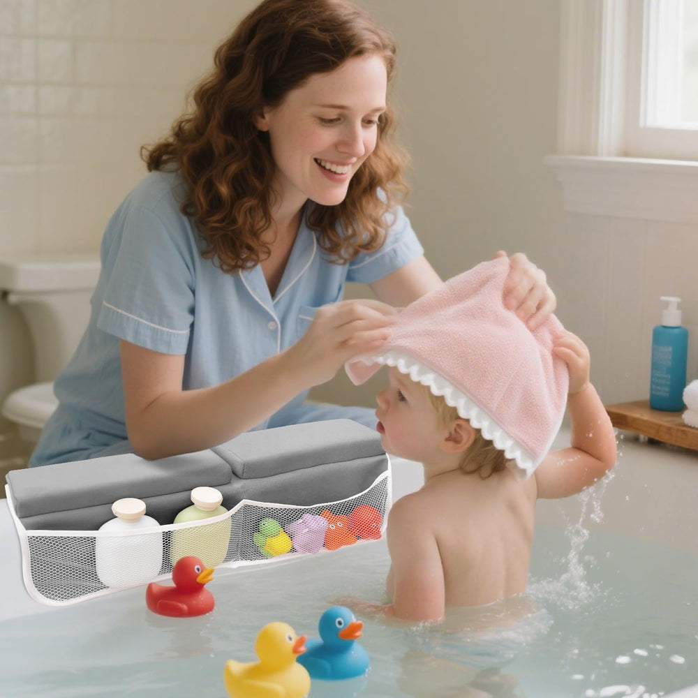 Roslim suction cups secure the base on wet tub surfaces for stability.