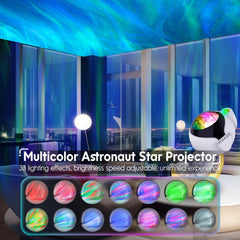 Rossetta star projector projecting onto wall and ceiling for immersive ambience.