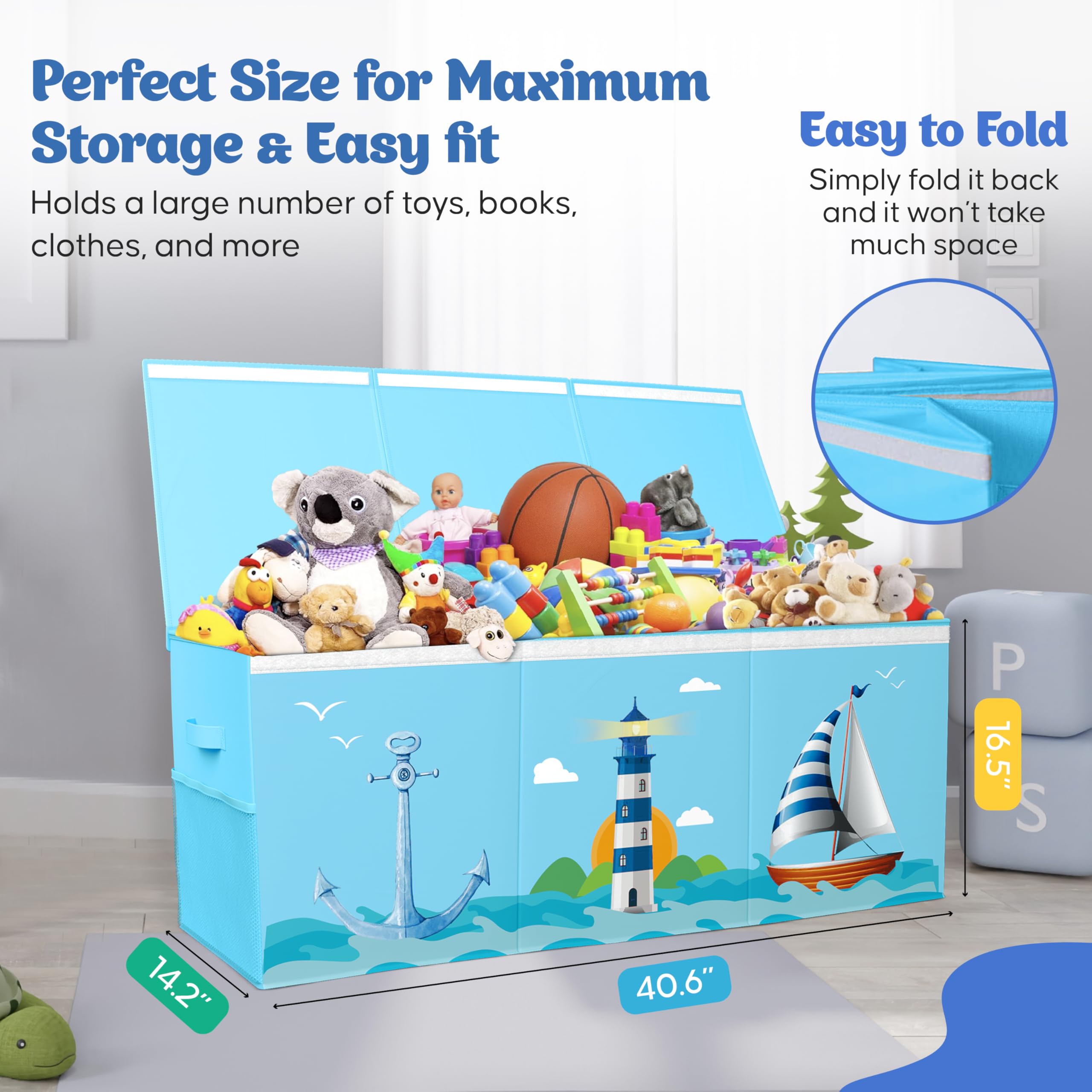 Rossoff ocean theme toy box adds playful blue decor