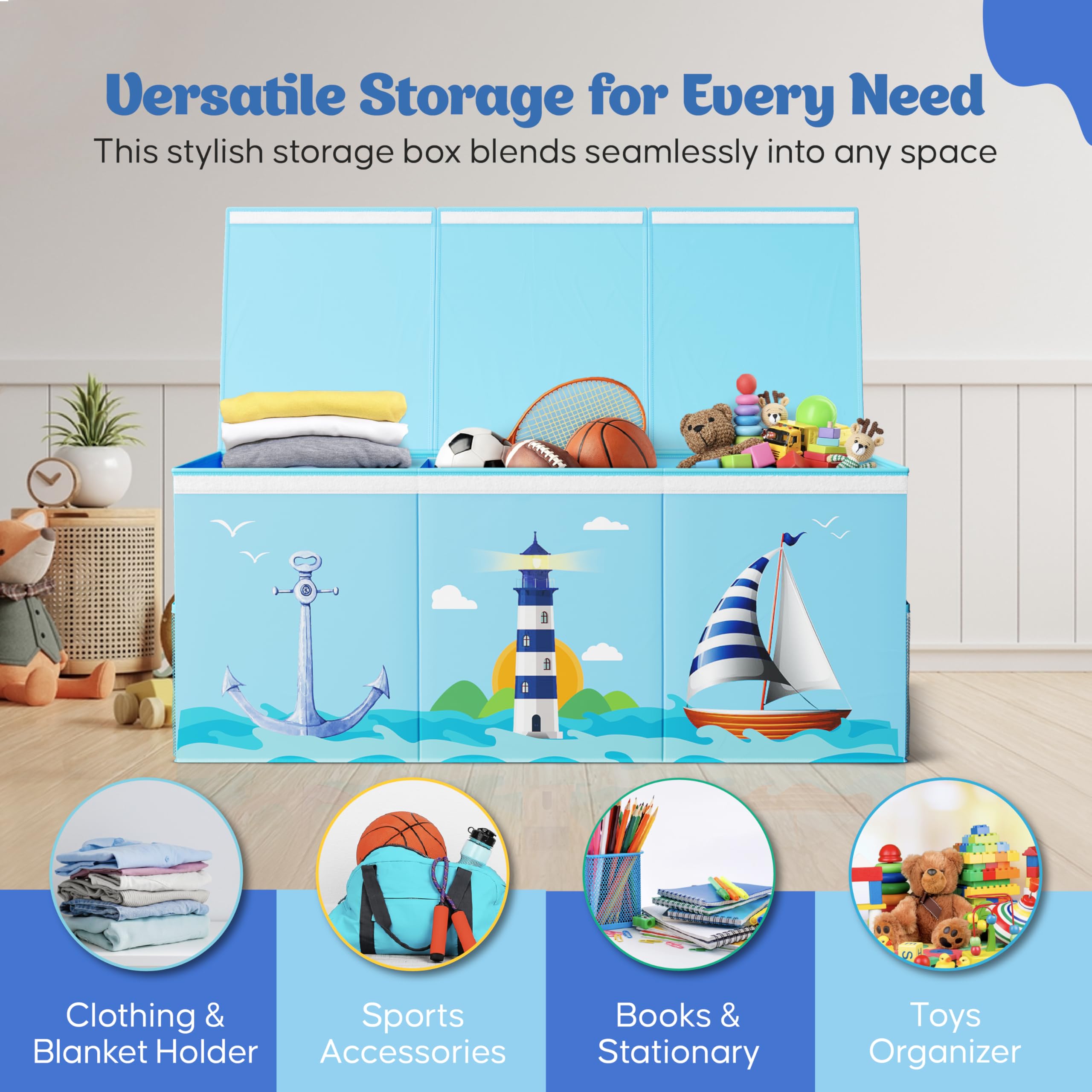 Rossoff toy chest with removable dividers helps organize