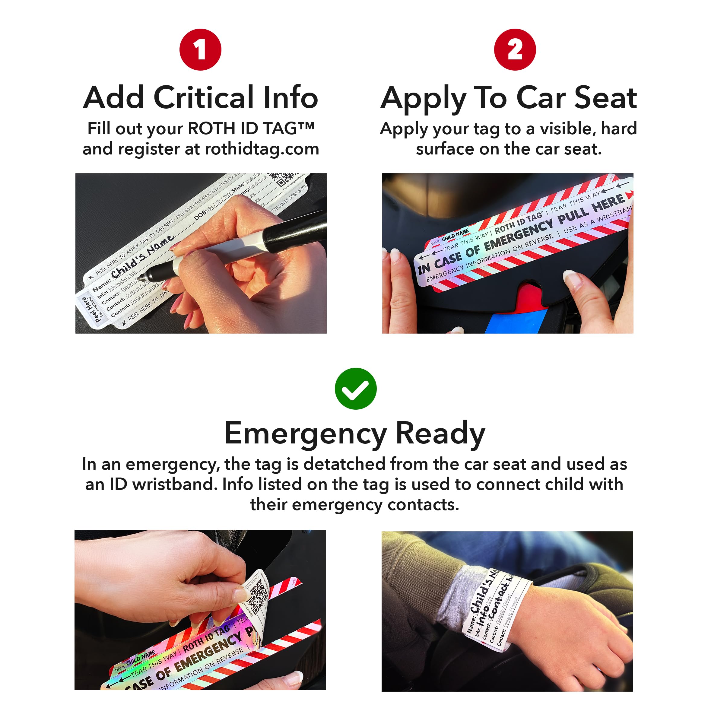 Roth ID Tag directions guide simple setup for families.
